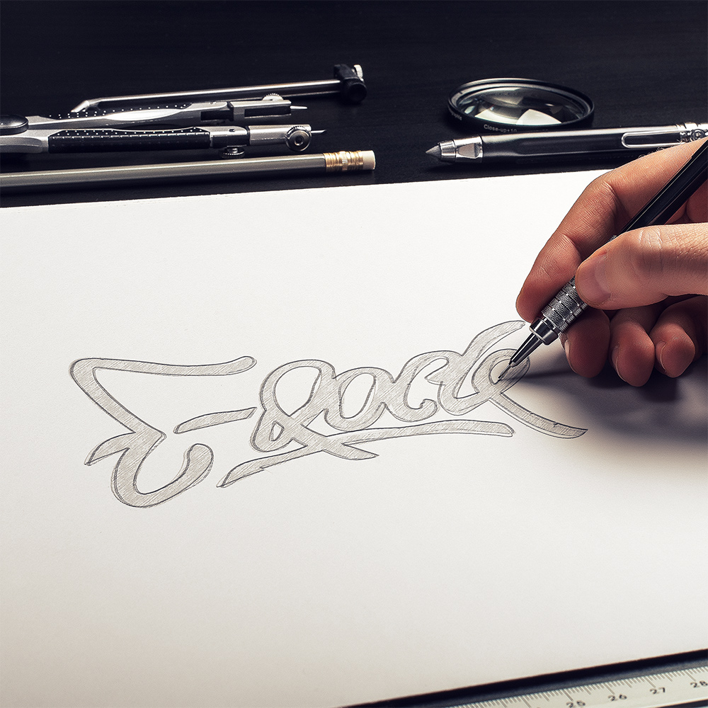Graphic Designer Development Process Drawing Sketch Design Creative Ideas  Draft Logo Product Trademark Label Brand Artwork Graphic Designer Studio  Concept Stock Photo  Download Image Now  iStock